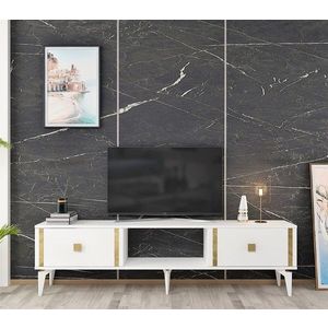 Comoda TV, Hanah Home, Doruk, 150x44.6x29.6 cm, Alb/Auriu imagine