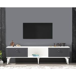 Comoda TV, Hanah Home, Arona, 150x44.6x29.6 cm, Alb / Antracit imagine