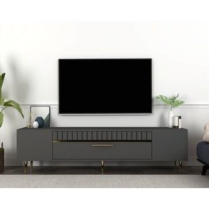 Comoda TV, Hanah Home, Dekolp1, 150x48x29.6 cm, Antracit / Aur imagine