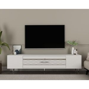Comoda TV, Hanah Home, Dekolp2, 150x48.2x35 cm, Alb / Argintiu imagine