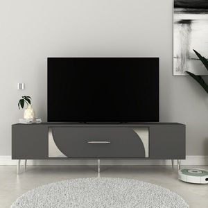 Comoda TV, Hanah Home, Dekop2, 150x48.2x29.6 cm, Antracit / Argintiu imagine