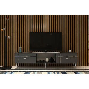 Comoda TV, Hanah Home, Line, 150x40.6x29.6 cm, Antracit / Argintiu imagine