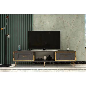 Comoda TV, Hanah Home, Arno, 150x40.6x29.6 cm, Antracit / Aur imagine