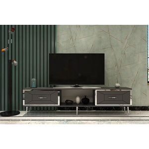 Comoda TV, Hanah Home, Arno, 150x40.6x29.6 cm, Antracit / Argintiu imagine