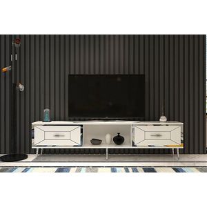 Comoda TV, Hanah Home, Arno, 150x40.6x29.6 cm, Alb / Argintiu imagine