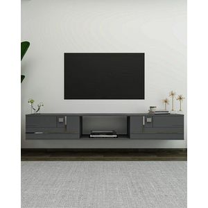 Comoda TV, Hanah Home, Aredam, 150x25.6x29.6 cm, Antracit / Argintiu imagine