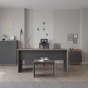 Birou, Hanah Home, Rms-320-Ax-1, 160x75x144 cm, Antracit / Stejar imagine
