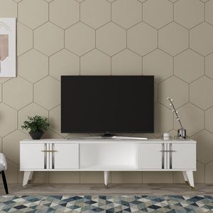 Comoda TV, Hanah Home, Asel, 150x44.6x29.6 cm, Alb / Argintiu imagine