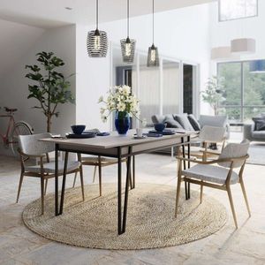 Masa extensibila, Hanah Home, Pal, 132x76x80 cm, Mocha imagine