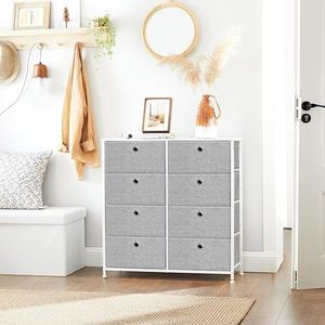 Comoda cu 8 sertare textile, Songmics, 80x30x81.5 cm, MDF/otel, gri imagine