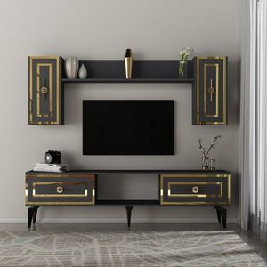 Comoda TV, Hanah Home, Viola, 150x44.6x29.6 cm, Antracit imagine