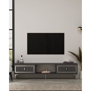 Comoda TV, Hanah Home, Orion, 150x44.6x29.6 cm, PAL , Antracit / Argintiu imagine