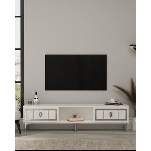 Comoda TV, Hanah Home, Orion, 150x44.6x29.6 cm, PAL , Alb / Argintiu imagine