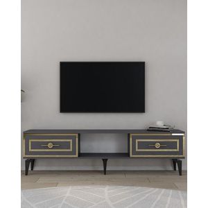 Comoda TV, Hanah Home, Viola, 150x44.6x29.6 cm, PAL , Antracit / Aur imagine