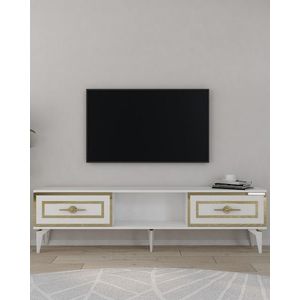 Comoda TV, Hanah Home, Viola, 150x44.6x29.6 cm, PAL , Alb/Auriu imagine