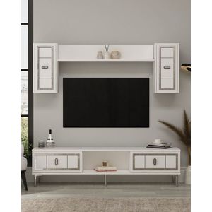 Comoda TV, Hanah Home, Orion, 150x44.6x29.6 cm, PAL , Alb / Argintiu imagine