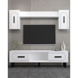 Comoda TV, Hanah Home, Yosun Bohem, 150x44.6x29.6 cm, PAL , Alb/Negru imagine