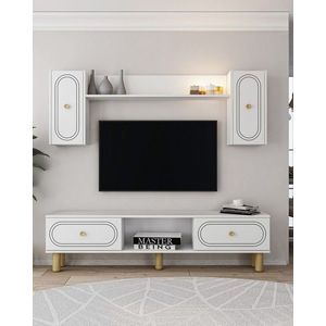 Comoda TV, Hanah Home, Polen Bohem, 150x44.6x29.6 cm, PAL , Alb imagine