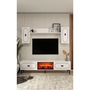 Comoda TV, Hanah Home, Weny Bohem Fireplace, 150x44.6x29.6 cm, PAL , Alb imagine