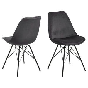 Scaun Eris, Actona, 48.5x54x85.5 cm, catifea/otel, gri inchis imagine