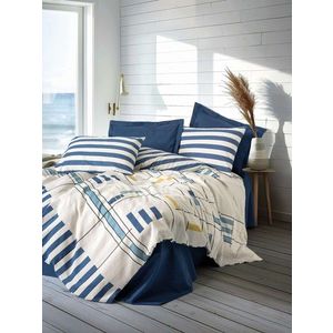Lenjerie de pat pentru o persoana, L'essentiel Maison, Lunox, Bumbac Ranforce, Albastru inchis imagine