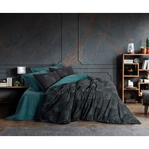 Lenjerie de pat dubla, L'essentiel Maison, Noche, Bumbac Ranforce, Albastru petrol imagine
