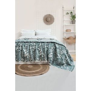 Set cuvertura de pat dubla 3 piese, L'essentiel Maison, Amore, Bumbac , Verde imagine