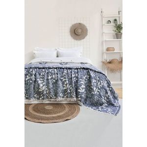 Set cuvertura de pat dubla 3 piese, L'essentiel Maison, Amore, Bumbac , Albastru navy imagine