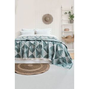 Set cuvertura de pat dubla 3 piese, L'essentiel Maison, Dolce, Bumbac , Verde imagine