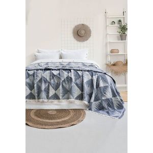 Set cuvertura de pat dubla 3 piese, L'essentiel Maison, Dolce, Bumbac , Albastru navy imagine