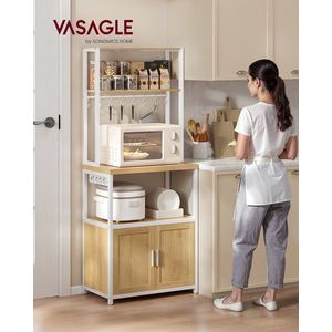 Dulap de bucatarie Coffee Bar, Vasagle, 60x40x170 cm, PAL/otel, alb/natural imagine
