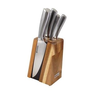 Set 5 cutite cu suport magnetic, Zokura, inox/lemn de salcam imagine
