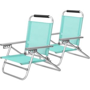 Set 2 scaune de plaja, Songmics, pliabile, reglabile in 4 pozitii, max 150 kg, 59x57x71 cm, aluminiu, verde imagine
