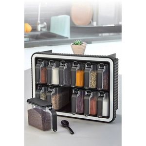 Set recipiente pentru condimente, Hermia, 430KSV1621, Alb/Negru imagine