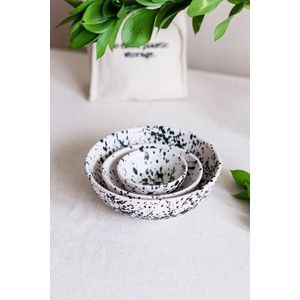Set boluri ceramice, Hermia, 886SVN1116, Mediu: 12, 2 x 12, 2 x 4, 7 cm (1 bucată), Alb/Negru imagine