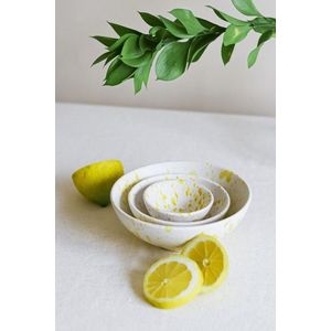 Set boluri ceramice, Hermia, 886SVN1117, Mediu: 12, 2 x 12, 2 x 4, 7 cm (1 bucată), Galben/Alb imagine