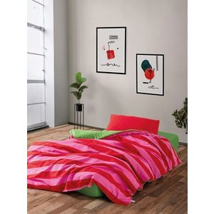 Lenjerie de pat pentru o persoana (DE), L'essentiel Maison, Cherie, Bumbac Ranforce, Verde / Roz / Fuchsia imagine