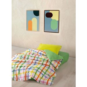 Lenjerie de pat pentru o persoana (DE), L'essentiel Maison, Hype, Bumbac Ranforce, Verde / Alb / Portocaliu / Albastru / Galben imagine