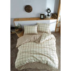 Lenjerie de pat pentru o persoana (FR), L'essentiel Maison, Kare, Crem imagine