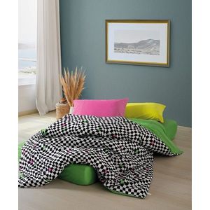 Lenjerie de pat dubla King (FR), L'essentiel Maison, Dazzle, Verde / Alb / Negru imagine