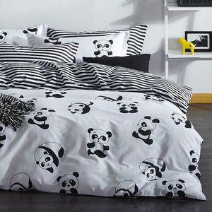 Lenjerie de pat dubla Super King (EU) (IT), 3 piese, L'essentiel Maison, Panda, Alb/Negru imagine