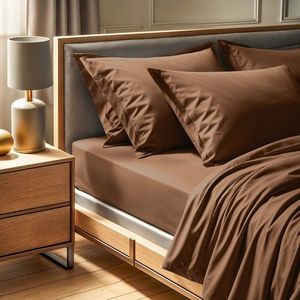 Cearceaf de pat cu elastic Ranforce Single (FR) (IT) (ES) (DE), L'essentiel Maison, Tonne Brune, Maro imagine