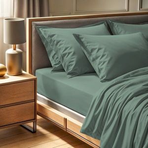 Cearceaf de pat cu elastic Ranforce Single (FR) (IT) (ES) (DE), L'essentiel Maison, Tonne Mixte, Verde imagine
