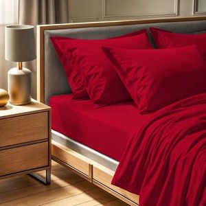 Cearceaf de pat Ranforce King, L'essentiel Maison, Tonne Rosse, Rosu claret imagine