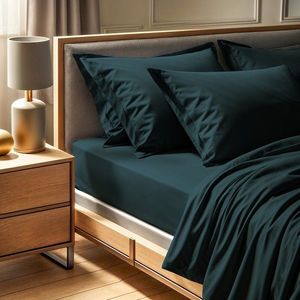Cearceaf de pat Ranforce King, L'essentiel Maison, Tonne Mavie, Verde petrol imagine