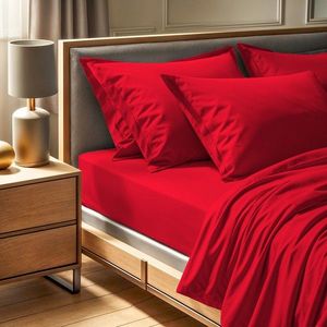 Cearceaf de pat cu elastic Ranforce Super King (FR) (IT) (ES) (DE), L'essentiel Maison, Tonne Rosse, Rosu imagine