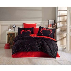 Lenjerie de pat dubla, L'essentiel Maison, Amore, Negru/Rosu imagine