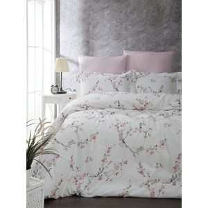Lenjerie de pat dubla King (FR), L'essentiel Maison, Jasmine, Alb/Somon imagine