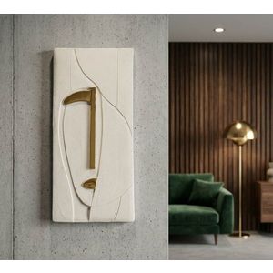 Decoratiune de perete, Mauro Ferretti, Nairobi, 23.5x6.5x49.5 cm, ceramica, alb/auriu imagine