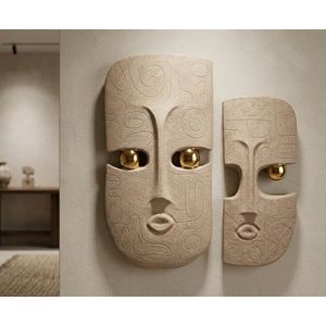 Set 2 decoratiuni de perete, Mauro Ferretti, Dakar, 20x6x40 cm, ceramica, maro/auriu imagine